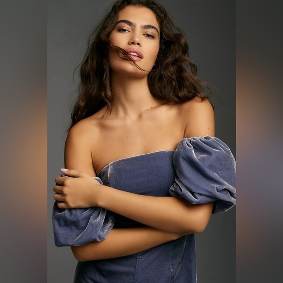 By Anthropologie The Femme Velvet Jumpsuit in Blue Multiple Sizes NWT - Picture 3 of 10